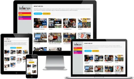 In Focus Pictures website on desktop, tablet and phone